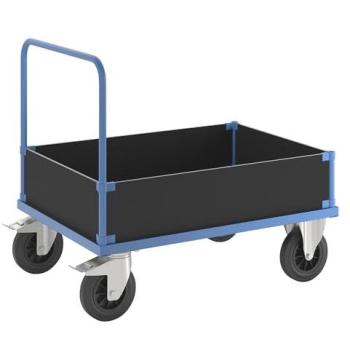 Kongamek KM33 Standard Plattformwagen – Kofferaufbau niedrig, 1000 × 700 mm, 2 Lenkrollen Stopp + 2 Bockrollen