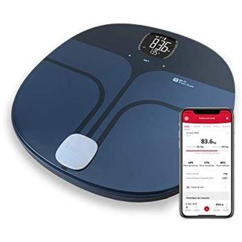 Terraillon Master Coach Ultra Personenwaage mit Körperfettmessung und Bluetooth 180 kg grau