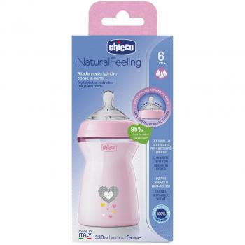 Biberon Natural Feeling Chicco 330 ml Rosa