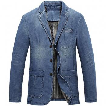 Männer Denim Blazer, lässige Jeansjacke, schlanker Schnitt, asiatische Größe 4XL