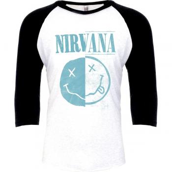 T‑Shirt Nirvana « Two Faced » Longue Manches – Blanc/Noir – Taille XL