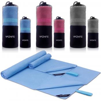 Blaues Mikrofaser-Reise-Set – Sport & Strand (1 Bade-, 1 Gesichts-Handtuch)