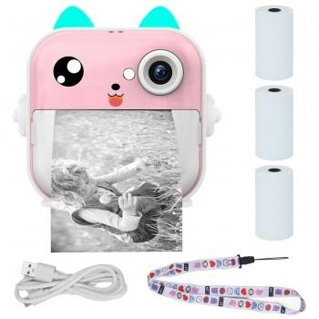 Impresora Portátil Extralink EPP-003 con Cámara Rosa y Pantalla LCD