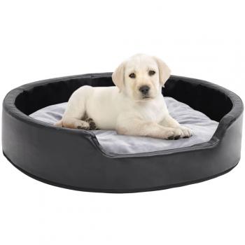 Cama para Perros Felpa y Cuero Sintético 79x70x19 cm Mascotas Color Negro, Gris