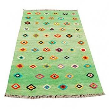 Kilim Afganistán 157x102 cm Color Verde Certificado