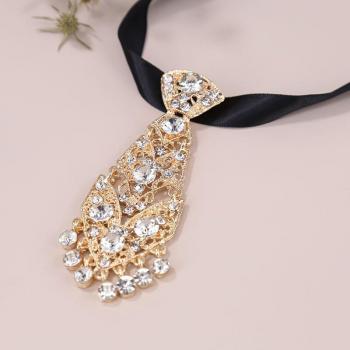 Vintage Rhinestone Tie Necklace