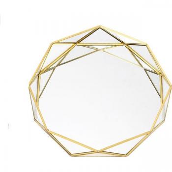 Geometric Round Glass Plate for Jewelry and Desserts