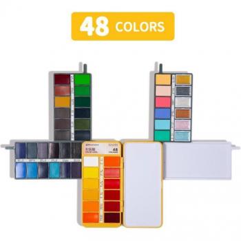 Portable 36 Solid Watercolor Paint Set with Water Brush Pen