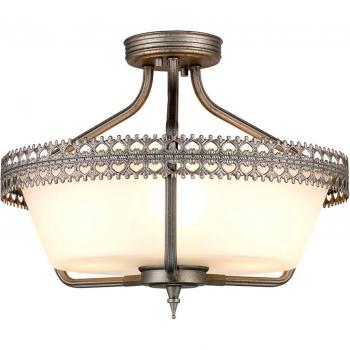 Crown 3 Light Semi Flush Ceiling Pendant Light Iron, E27