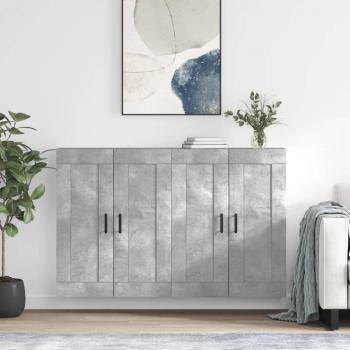 Armarios de pared 2 piezas de madera de ingeniería gris
