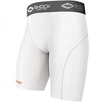 Pantaloncini Shock Doctor Aircore con compressione e tasca per coppetta bianca