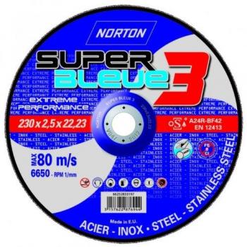 Meule de tronçonnage à moyeu déporté super bleue 5 pour aciers spéciaux