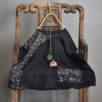 Blusa de Verano y Otoño en Telas Mixtas con Hebilla Johnature