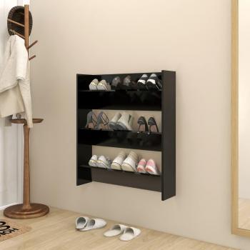 VidaXL Wall Shoe Cabinet 80x18x90 cm Black Engineered Wood