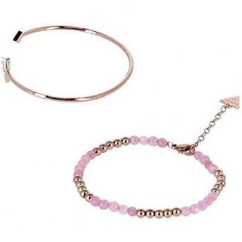 Bague de Poignet Rigide Rose Doré avec Perles Rosées – UBS79057