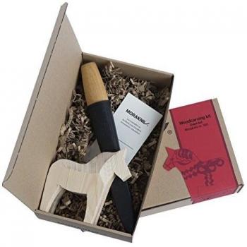 Morakniv Carving Kit 120 Carving Knife and Rough Cut Wooden Dala Horse