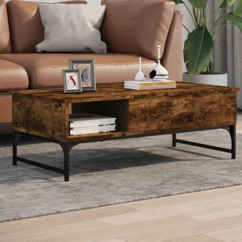 Smoked Oak Low Table 100x50x35 cm with Engineered Wood and Metal