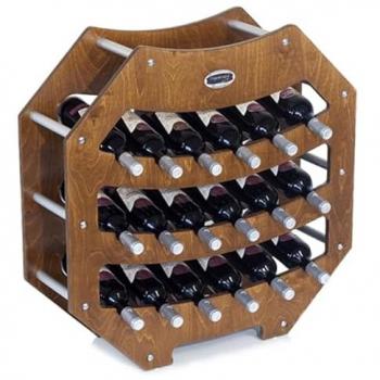 Cantinetta Portabottiglie in Legno Ottagonale Made in Italy Mod. Noce B18 75x25x75 cm