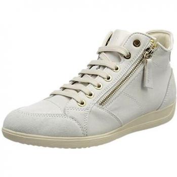 Geox D Myria C, sneaker da donna alta con collo, bianca (Off-White)