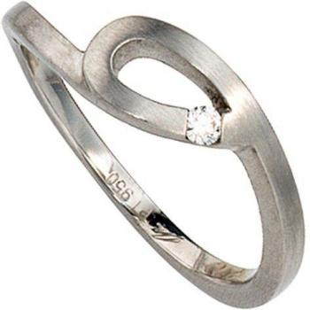 Eleganter Damenring aus 950 Platin mit 0,04ct Diamant-Brillant, Größe 56