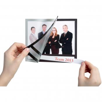 Cornice Adesiva Duraframe 13x18 – Cornice Portafoto con Magnete e Area Didascalie (Argento Metallizzato)