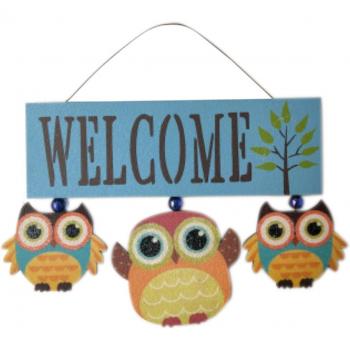 Spring Owl Welcome Wall Decor