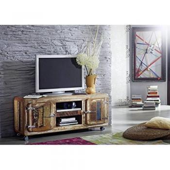 Meuble TV mobile en bois recyclé laqué (Multicolore)