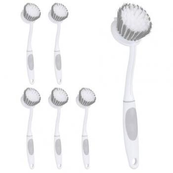 Set di Spazzole per Piatti, Relaxdays, Semi-Dure, Bianco e Grigio