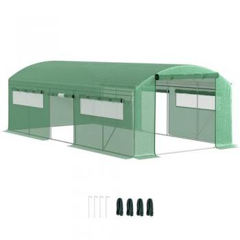 Invernadero Exterior Outsunny 6×3×2 m – PE Anti‑UV, 6 Ventanas, 3 Puertas Enrollables