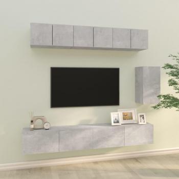 Mueble TV 6 piezas madera contrachapada gris hormigón