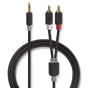 Câble audio Nedis 2 m 3,5 mm 2 x RCA Anthracite