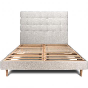 Lit Luxe Capitonné Bouclette Kit Beige 140x200 29 cm
