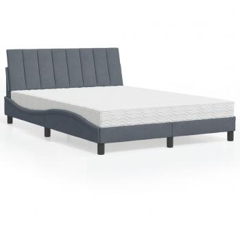 VidaXL Luxusbett „Samt‑Dunkel“ 140×200 cm – Matratze inklusive