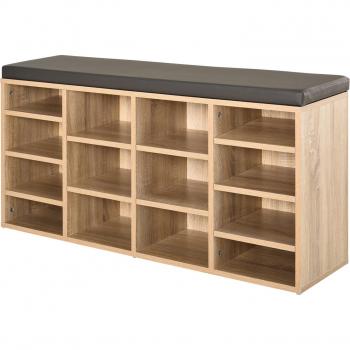 HOMCOM Multi-Storage Shoe Rack with Cushion and 14 Compartments