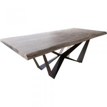 DELIFE Esstisch Edge – Akazie Platin XL 220 × 100 cm, Flachstahl