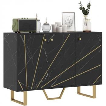 Aparador de salón homcom melamina de madera negro 107x35x75 cm 83b-029v00bk