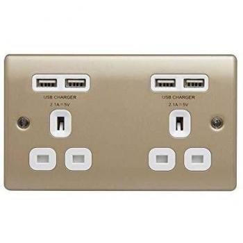 BG Electrical Nexus Brushed Steel 13A Socket with USB Port