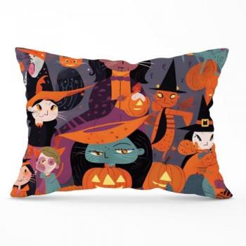 Orange Witch & Pumpkin Cushion Poster by Warren Reed – 13.5 × 19