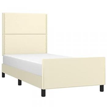Cadre de lit crème 80x200 cm similicuir avec tête de lit