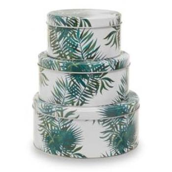 Set of Three Palm Storage Tins