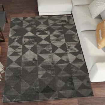 Hamilton Geometric Triangle Rug – Dark Grey Metallic Finish (5'4 x 7'6)