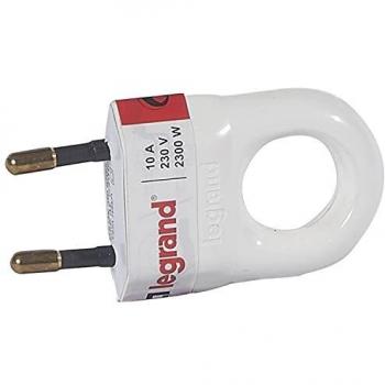 Clavija 2P 10A con anillo tirador y cable 2x0,75 mm