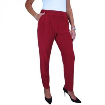 Paulo Due Women’s Red Office Trousers with Stretch Waist