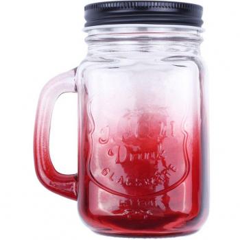 Red Mason Glass Drinking Jar 500ML/17oz