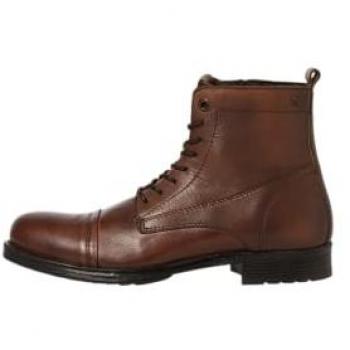 Bottes homme couleur cognac, lacets cuir, série AXEL