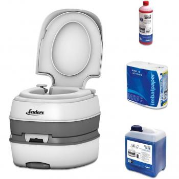 Enders® Deluxe Blue Campingtoiletten‑Set – 1 L RINSE, 2,5 L BLUE, 4 Rollen TP, Spar‑Option