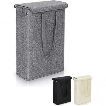 Narrow Grey 45L Collapsible Laundry Basket with Lid