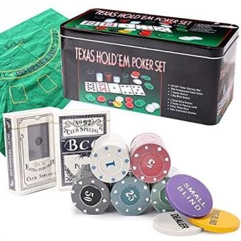Blackjack Poker Chip Set 200 Chips with Table Cloth