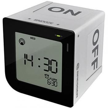 DCF‑Funktionaler Wecker FlipMe von Bresser – Silberschwarz, Soft‑Touch Snooze