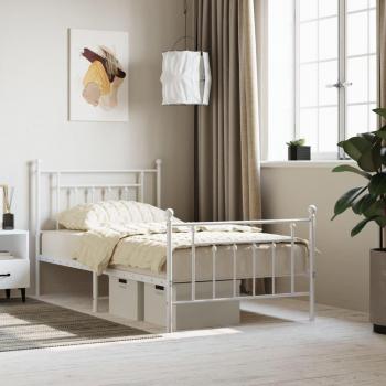 Cadre de Lit Métal Blanc Prolenta Premium 100x190 cm